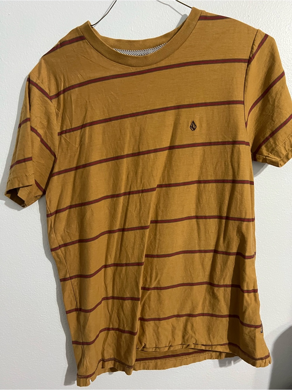 Volcom Men's Mustard Short-Sleeve Stripe Crew Tee